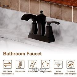 Luxurious 2-Hole Bathroom Sink Faucet Set with Dual Handles, Matte Black Finish