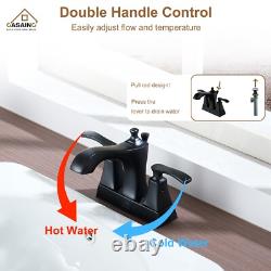 Luxurious 2-Hole Bathroom Sink Faucet Set with Dual Handles, Matte Black Finish