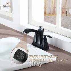 Luxurious 2-Hole Bathroom Sink Faucet Set with Dual Handles, Matte Black Finish