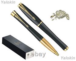 Luxury Gift Pen Set Muted Black with Gold Trim Finish Urban Ballpoint & Rollerball