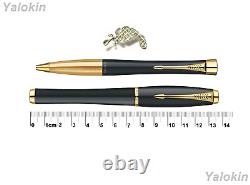 Luxury Gift Pen Set Muted Black with Gold Trim Finish Urban Ballpoint & Rollerball