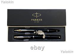 Luxury Gift Set Black with Chrome Trim Finish IM Ballpoint & IM Rollerball Pens