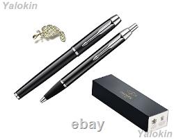 Luxury Gift Set Black with Chrome Trim Finish IM Ballpoint & IM Rollerball Pens