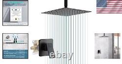Luxury Shower Faucet Set with Matte Black Finish 10-Inch Ceiling Mount Design