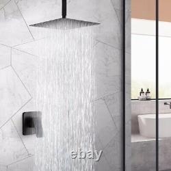Luxury Shower Faucet Set with Matte Black Finish 10-Inch Ceiling Mount Design