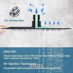 Luxury Shower Faucet Set with Matte Black Finish 10-Inch Ceiling Mount Design