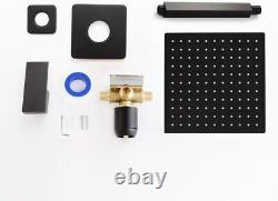 Luxury Shower Faucet Set with Matte Black Finish 10-Inch Ceiling Mount Design