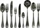 Mepra 1096cb22039 Casabla Oro Nero Flatware Set, 39 Piece, Polished Black Finish