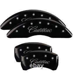 MGP Caliper Covers Set of 4 Black finish Silver Cadillac (Cursive)