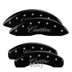 MGP Caliper Covers Set of 4 Black finish Silver Cadillac (Cursive)