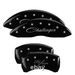 MGP Caliper Covers Set of 4 Black finish Silver Challenger (Cursive) / RT