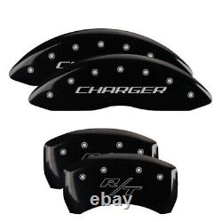 MGP Caliper Covers Set of 4 Black finish Silver Charger / RT