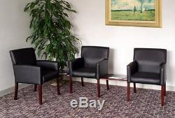 Mahogany Finish Reception Area Waiting Room Set with 3 Chairs and 2 Tables