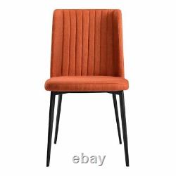 Maine Dining Chair in Matte Black Finish and Orange Fabric Set of 2