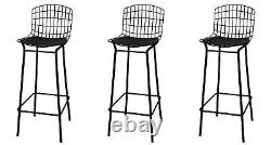 Manhattan Comfort Modern Madeline Set Of 3 Barstool With Black Finish 3-198AMC3