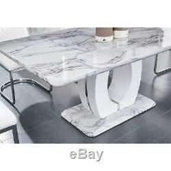 Marble Top Table Black Finish Dining Set 5 Global USA D894DT WithD1067 DC-BL