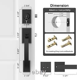 Matte Black Double Door Lock Set, Black Double Front Door Handle Set, Heavy D
