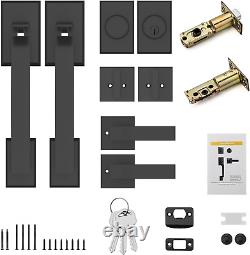 Matte Black Double Door Lock Set, Black Double Front Door Handle Set, Heavy D
