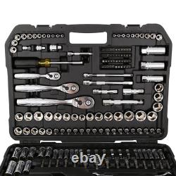 Mechanics Tool Set 200-Piece Polished Chrome Finish 1/4 3/8 1/2 Drive Shop