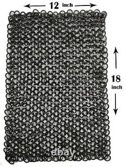 Medieval Chain Mail Sheet 9 mm 15x18 Flat Riveted With Solid Ring & Free Ship