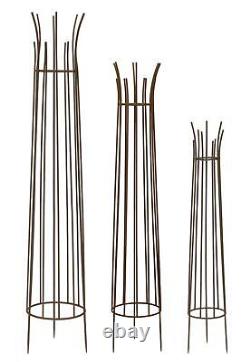Melrose Metal Set Of 3 Obelisks With Brown And Black Finish 78696DS