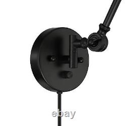 Mendes Black Finish 12 1/2 High Plug-In Wall Lamps Set of 2