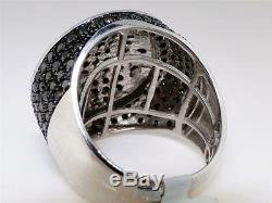 Mens Black Diamond Ring in White Gold Finish Pave Set Pinky Band Ring 4.49 Ct