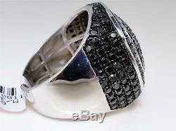 Mens Black Diamond Ring in White Gold Finish Pave Set Pinky Band Ring 4.49 Ct