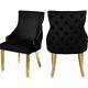 Meridian Furniture Tuft Black Velvet Dining Chair In Gold Finish (set Of 2)