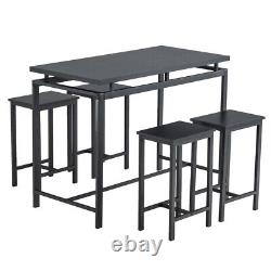 Modern 5pc Wooden Dining Set for Four in Sleek Black Finish