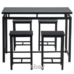 Modern 5pc Wooden Dining Set for Four in Sleek Black Finish