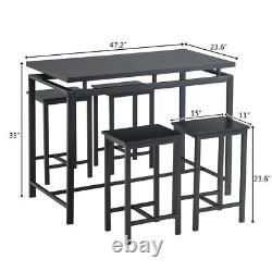 Modern 5pc Wooden Dining Set for Four in Sleek Black Finish