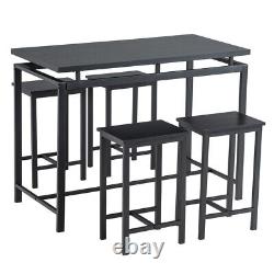 Modern 5pc Wooden Dining Set for Four in Sleek Black Finish