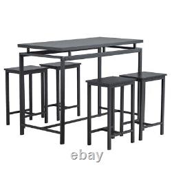 Modern 5pc Wooden Dining Set for Four in Sleek Black Finish