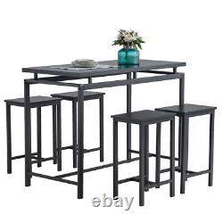 Modern 5pc Wooden Dining Set for Four in Sleek Black Finish