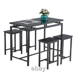 Modern 5pc Wooden Dining Set for Four in Sleek Black Finish