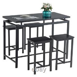 Modern 5pc Wooden Dining Set for Four in Sleek Black Finish