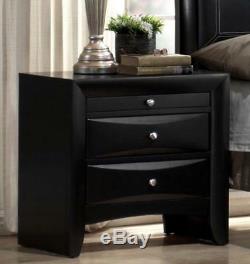 Modern Black Finish Storage King Size Bedroom Set 5 Pcs Crown Mark B4285 Emily