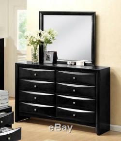 Modern Black Finish Storage King Size Bedroom Set 5 Pcs Crown Mark B4285 Emily