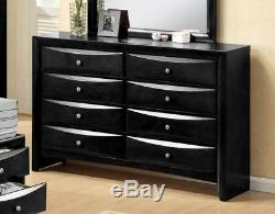 Modern Black Finish Storage King Size Bedroom Set 5 Pcs Crown Mark B4285 Emily