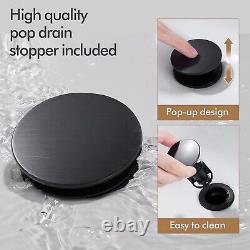 Modern Deck Mount Waterfall Faucet Matte Black Finish, Set of 2 for Bathrooms
