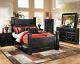 Modern Design Black Finish 5 Pieces Bedroom Set With King Poster Storage Bed Ia0j