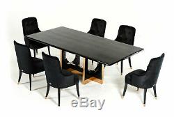 Modern Design Black Finish 7 piece Dining Room Rectangular Table Chairs Set ICV1