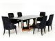 Modern Design Black Finish 7 Piece Dining Room Rectangular Table Chairs Set Icv1