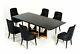 Modern Design Black Finish 7 Piece Dining Room Rectangular Table Chairs Set Icv1