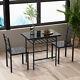 Modern Dining Table Set With 2 Chairs Printed Black Marble Finish Dining Room