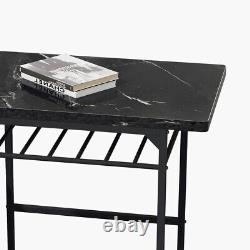 Modern Dining Table Set with 2 Chairs Printed Black Marble Finish Dining Room