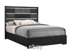 Modern Furniture 5 piece Queen King Bedroom Set in Black & Silver Finish IL71