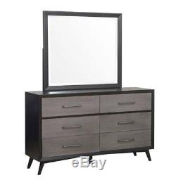 Modern Gray & Black Finish Furniture 5pcs King Size Storage Bedroom Set IA49