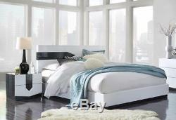 Modern High-gloss White Finish Queen Bedroom Set 3Pcs Hudson Global USA